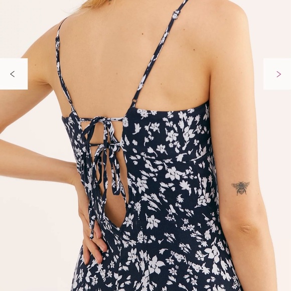 Free People Under the Moonlight Maxi Dress Navy Blue Floral Maxi Dress Blue 6 - Picture 7 of 9